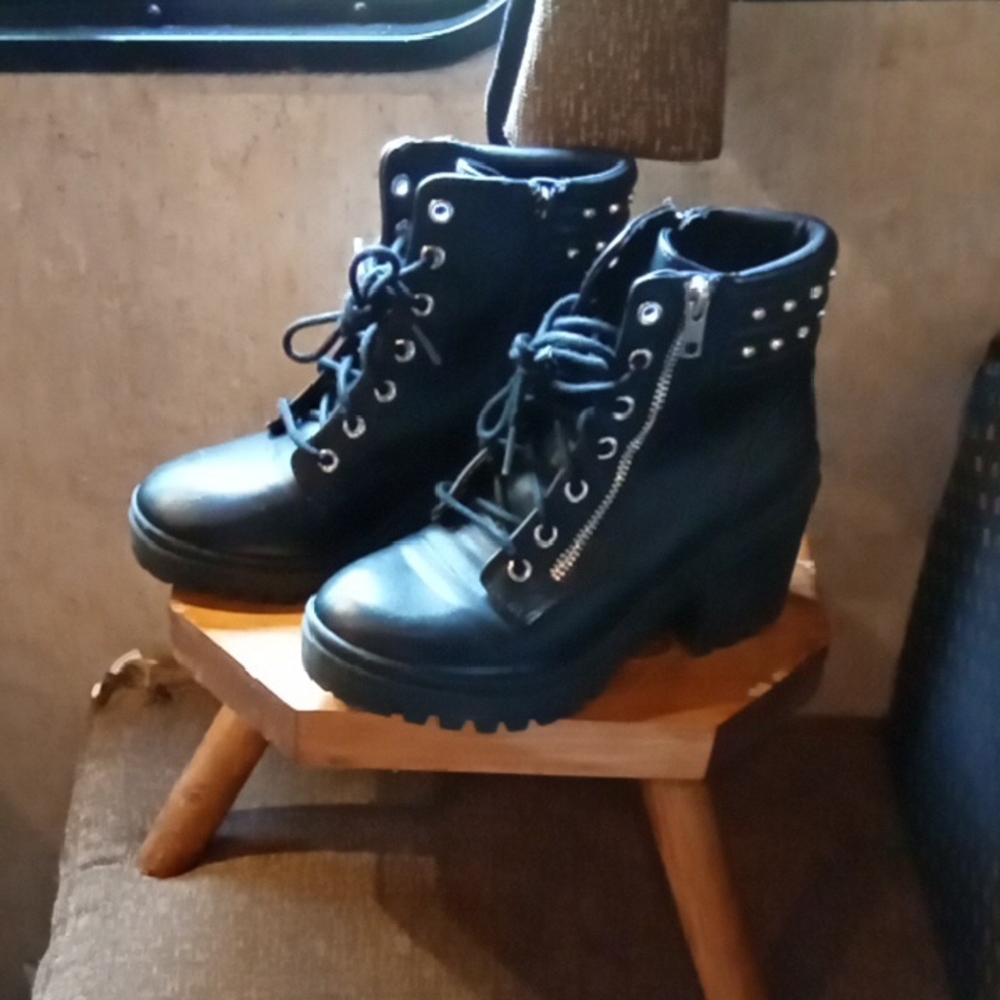 NOBO Brand Black Ankle Boots with Studded Detail